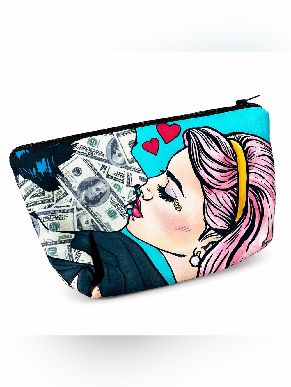 Funny “I Love Him for His Money” Makeup Bag | Cosmetic Pouch | Cash Stash Bag